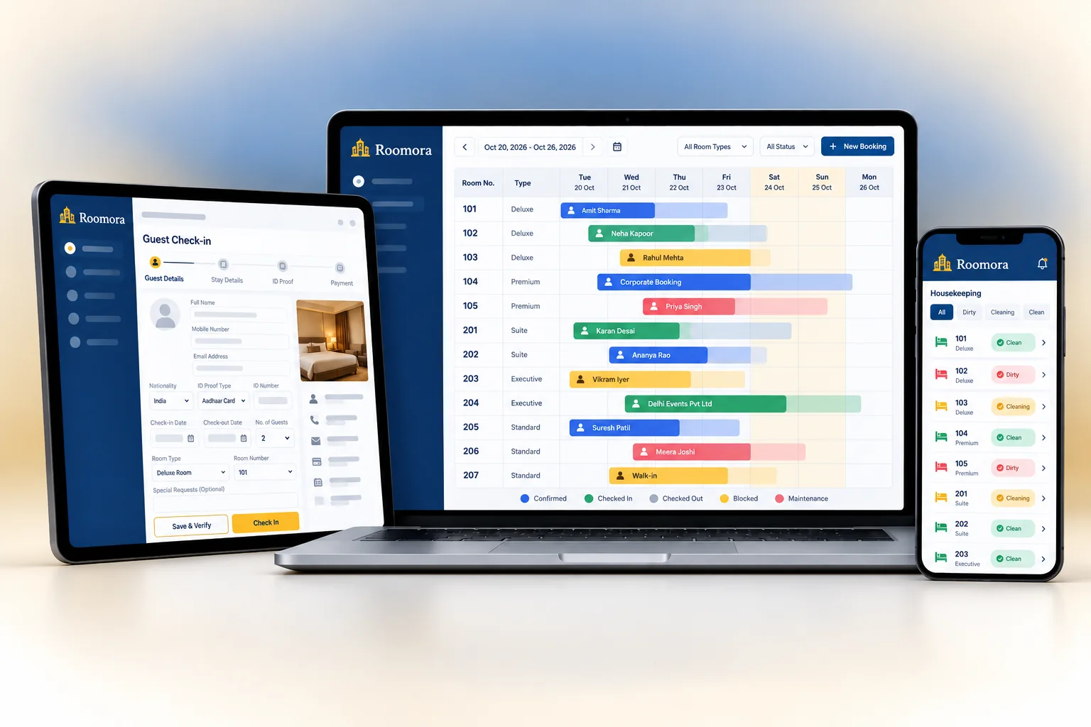 Roomora on laptop, tablet and phone