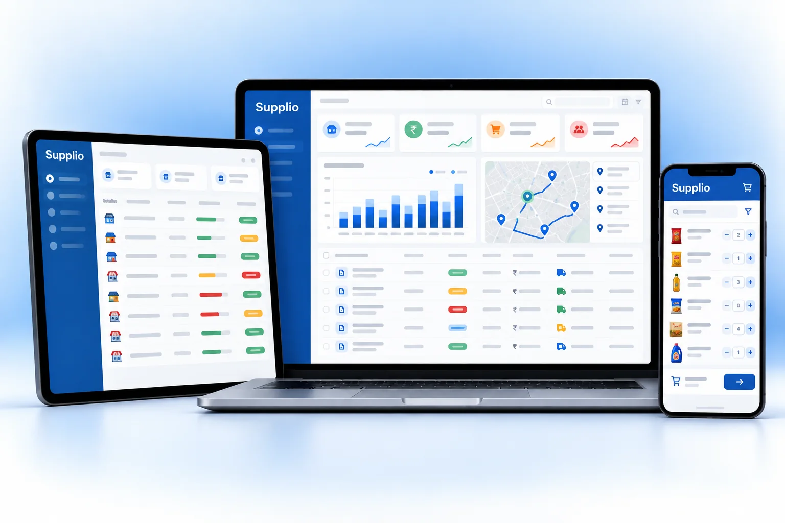 Supplio on laptop, tablet and phone