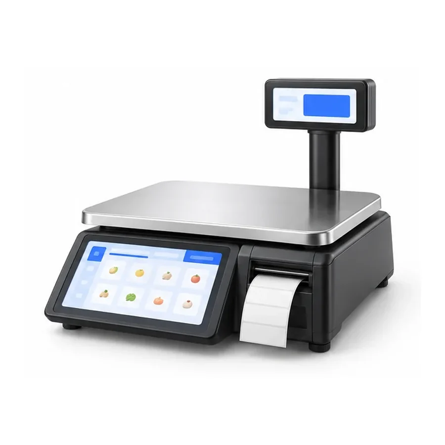 Label-printing weighing scale
